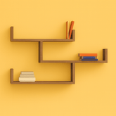 Wall Mounted Zigzag Shelf | Laminated MDF Floating Display Rack for Books & Decor - Mini Wood Craft