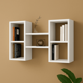 Modern Wall - Mounted Wooden Shelf – White Floating Display Rack for Home Décor, Living Room, and Office - Mini Wood Craft