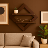 Modern Geometric Wooden Wall Shelf – Diamond Shape Floating Shelf for Home Décor | Minimalist Living Room Wall Art Storage Rack - Mini Wood Craft