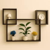 3 - Cube Geometric Wall Shelf | Laminated MDF Floating Display Rack for Plants & Decor - Mini Wood Craft