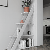 Modern Wooden Ladder Shelf – Space - Saving Corner Bookcase | Decorative Multi - Tier Storage Rack for Home & Office - Mini Wood Craft