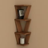 Premium 3 - Tier Corner Wall Shelf – Space Saving Wooden Display Rack for Living Room & Bedroom (Modern Wall Mounted Decor) - Mini Wood Craft