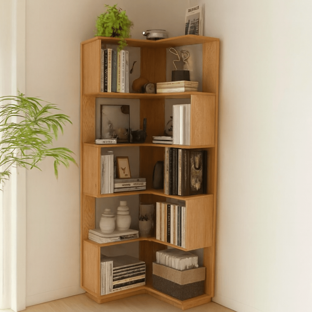 Premium Wooden Corner Bookshelf – Space - Saving Modern Display Rack | Home Décor Storage Shelf (Limited - Time Discount!) - Mini Wood Craft