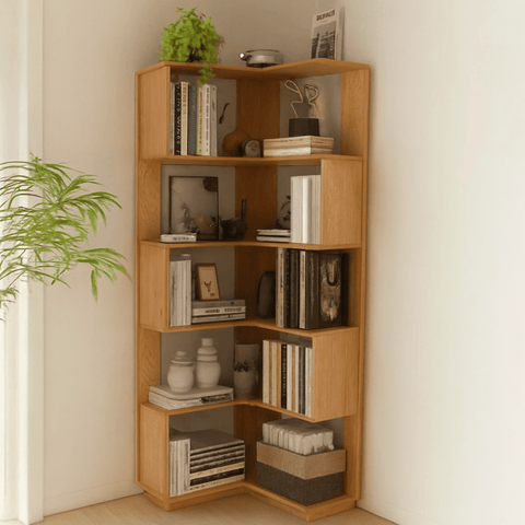 Premium Wooden Corner Bookshelf – Space - Saving Modern Display Rack | Home Décor Storage Shelf (Limited - Time Discount!) - Mini Wood Craft