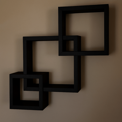 Modern Geometric Wall Shelf – Beige Floating Shelf for Home Decor & Interior Design | Wooden Wall Mounted Storage Rack - Mini Wood Craft