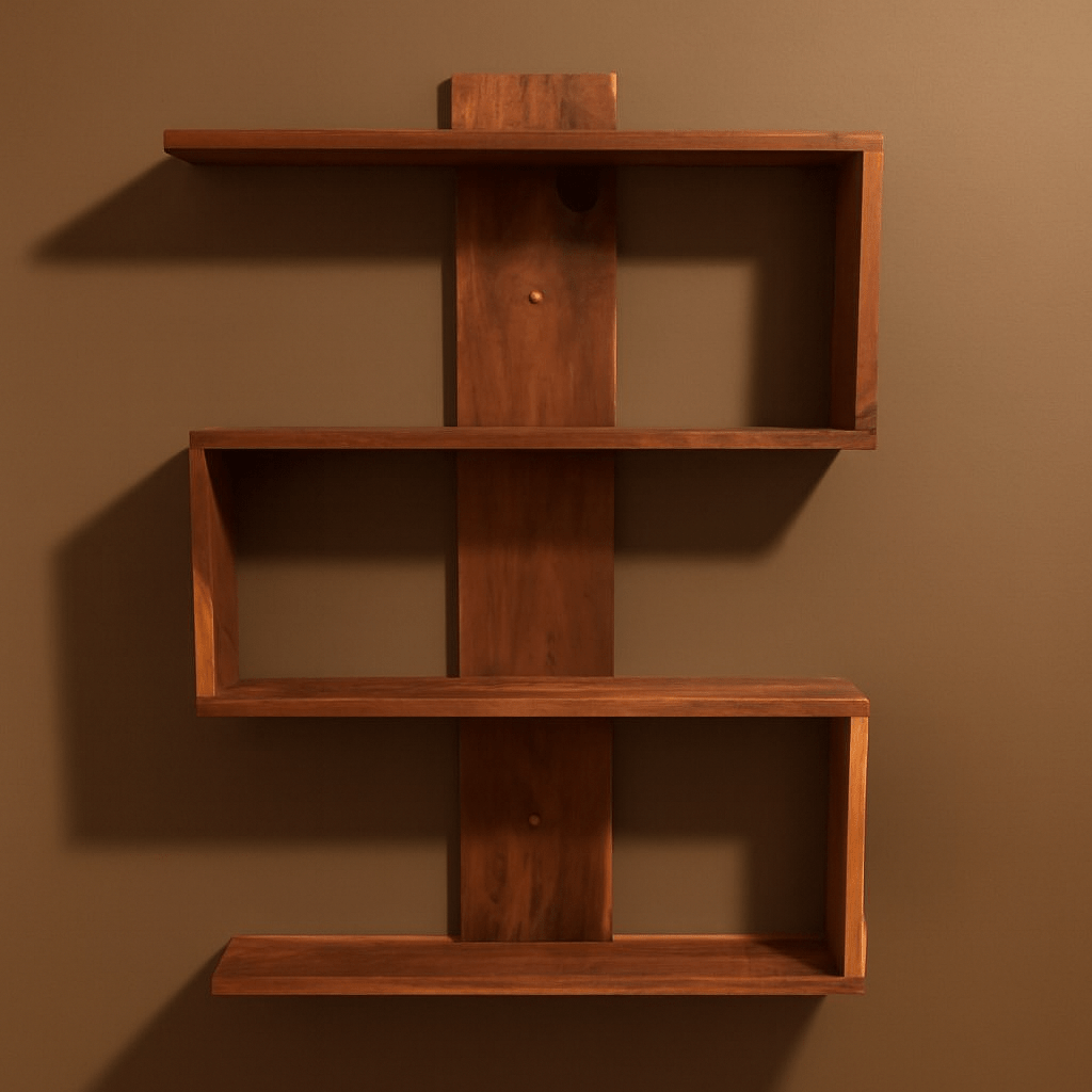 Modern White Zigzag Wooden Wall Shelf – Stylish Floating Storage Rack for Living Room, Bedroom & Office | MiniWoodCraft - Mini Wood Craft