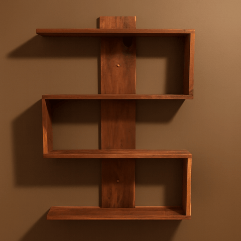 Modern White Zigzag Wooden Wall Shelf – Stylish Floating Storage Rack for Living Room, Bedroom & Office | MiniWoodCraft - Mini Wood Craft