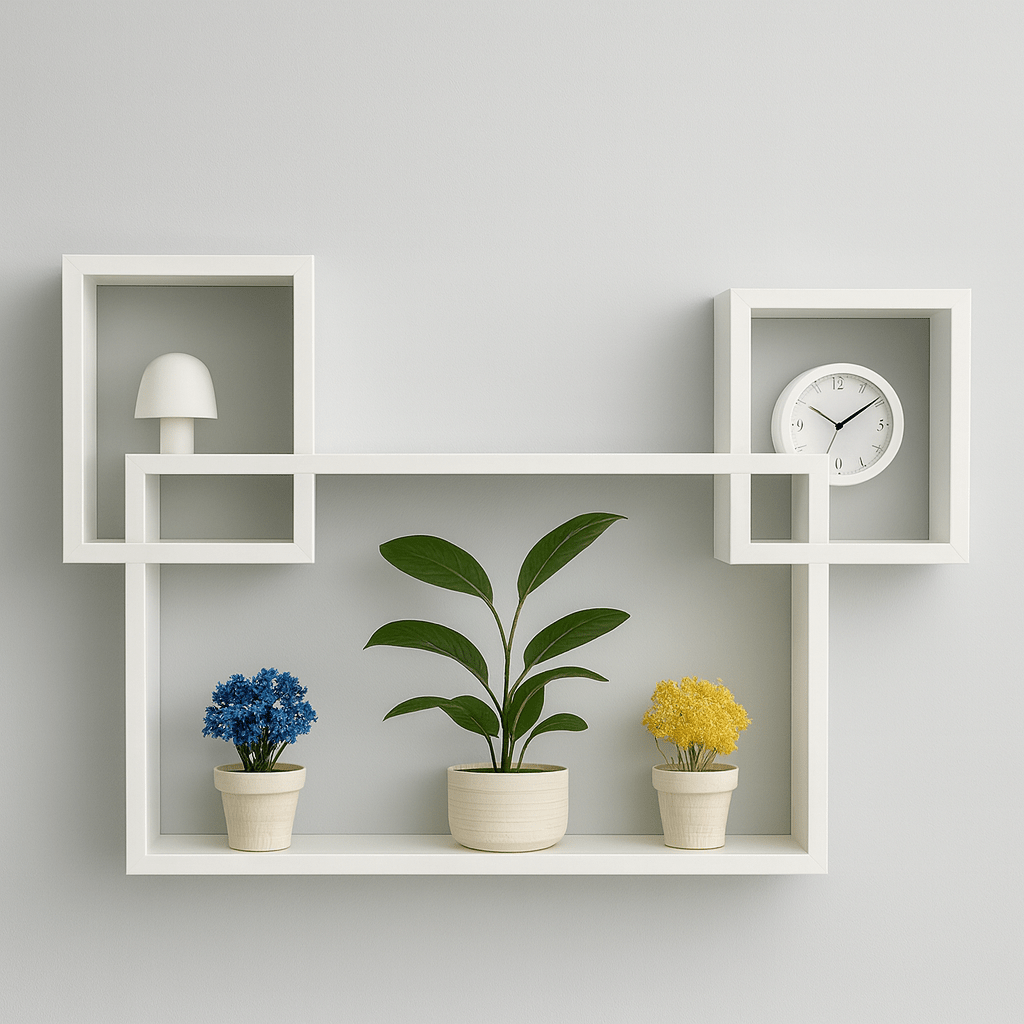 3 - Cube Geometric Wall Shelf | Laminated MDF Floating Display Rack for Plants & Decor - Mini Wood Craft