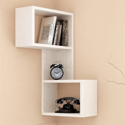 Modern Wooden Corner Wall Shelf – Premium Display Rack for Home & Office | Available in Brown, Beige, Black & White | Space - Saving Storage Shelf - Mini Wood Craft