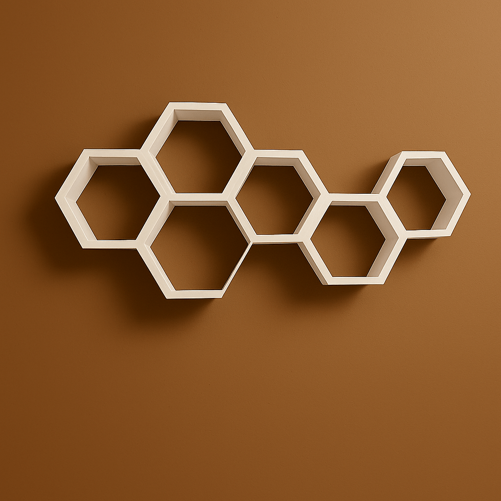 Modern Hexagonal Wooden Wall Shelf – Elegant Honeycomb Design for Stylish Home Décor & Interior Spaces - Mini Wood Craft