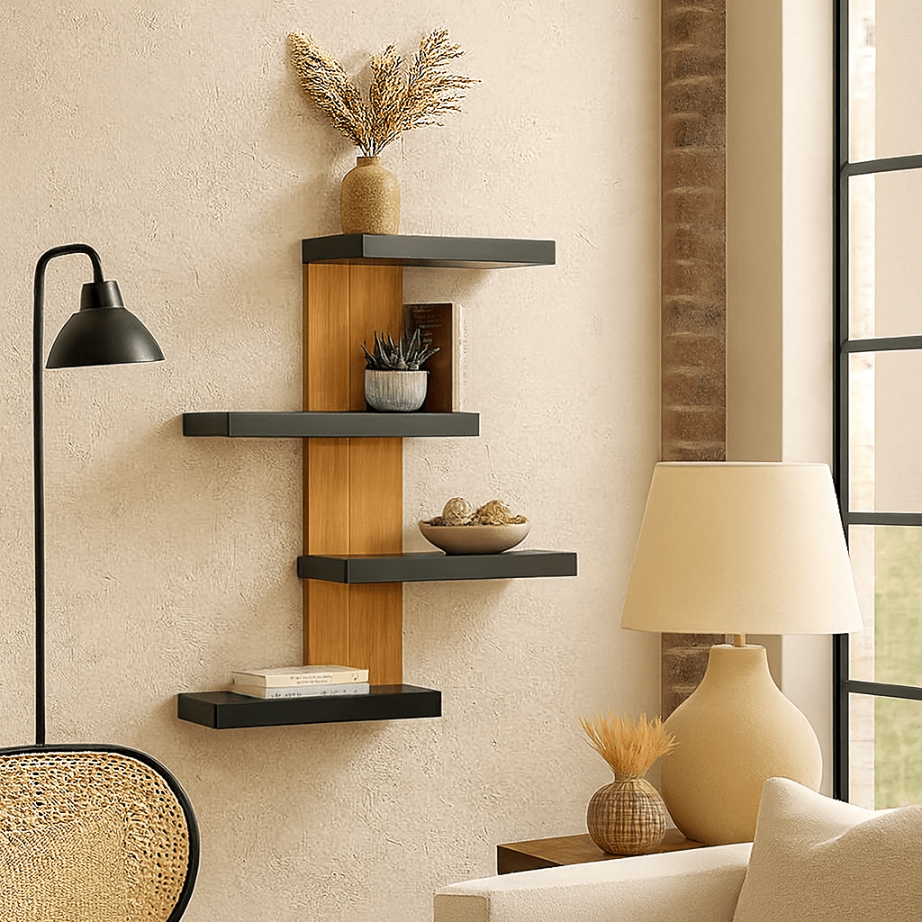 Modern Floating Wall Shelf – Minimalist Wooden Wall Rack for Home Decor & Living Room Storage - Mini Wood Craft