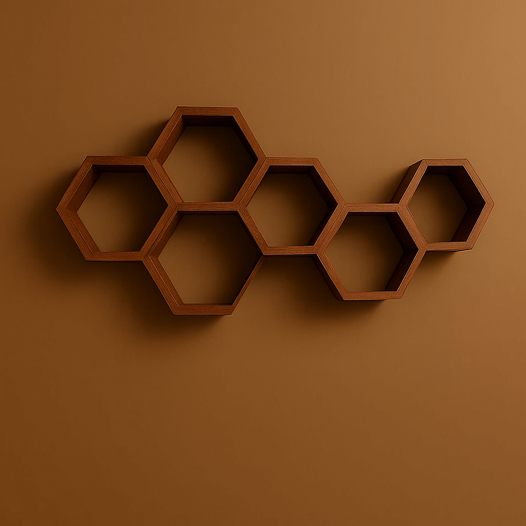 Modern Hexagonal Wooden Wall Shelf – Elegant Honeycomb Design for Stylish Home Décor & Interior Spaces - Mini Wood Craft