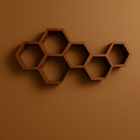 Modern Hexagonal Wooden Wall Shelf – Elegant Honeycomb Design for Stylish Home Décor & Interior Spaces - Mini Wood Craft