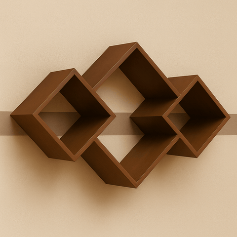 Modern Geometric Wall Shelf – White Decorative Wall Shelf | Floating Display Shelf for Home & Office Decor - Mini Wood Craft