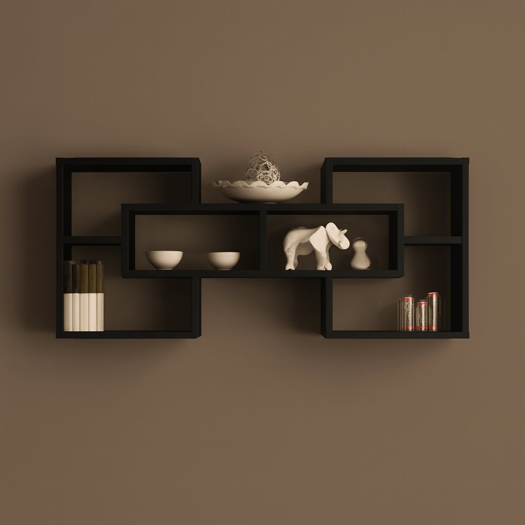 Modern Geometric Wall Shelf | Premium Wooden Floating Shelf for Home & Living Room Decor - Mini Wood Craft