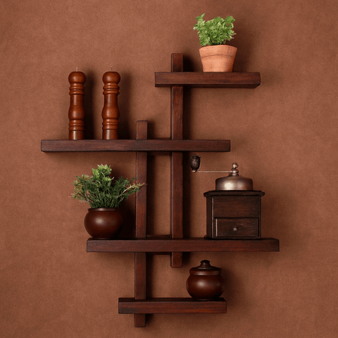 Modern Wall Mounted Wooden Shelf – Decorative Storage Rack for Home & Office - Mini Wood Craft