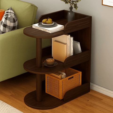 Modern 3 - Tier Black Side Table – Multi - Purpose Storage Shelf for Living Room, Bedroom & Home Décor - Mini Wood Craft