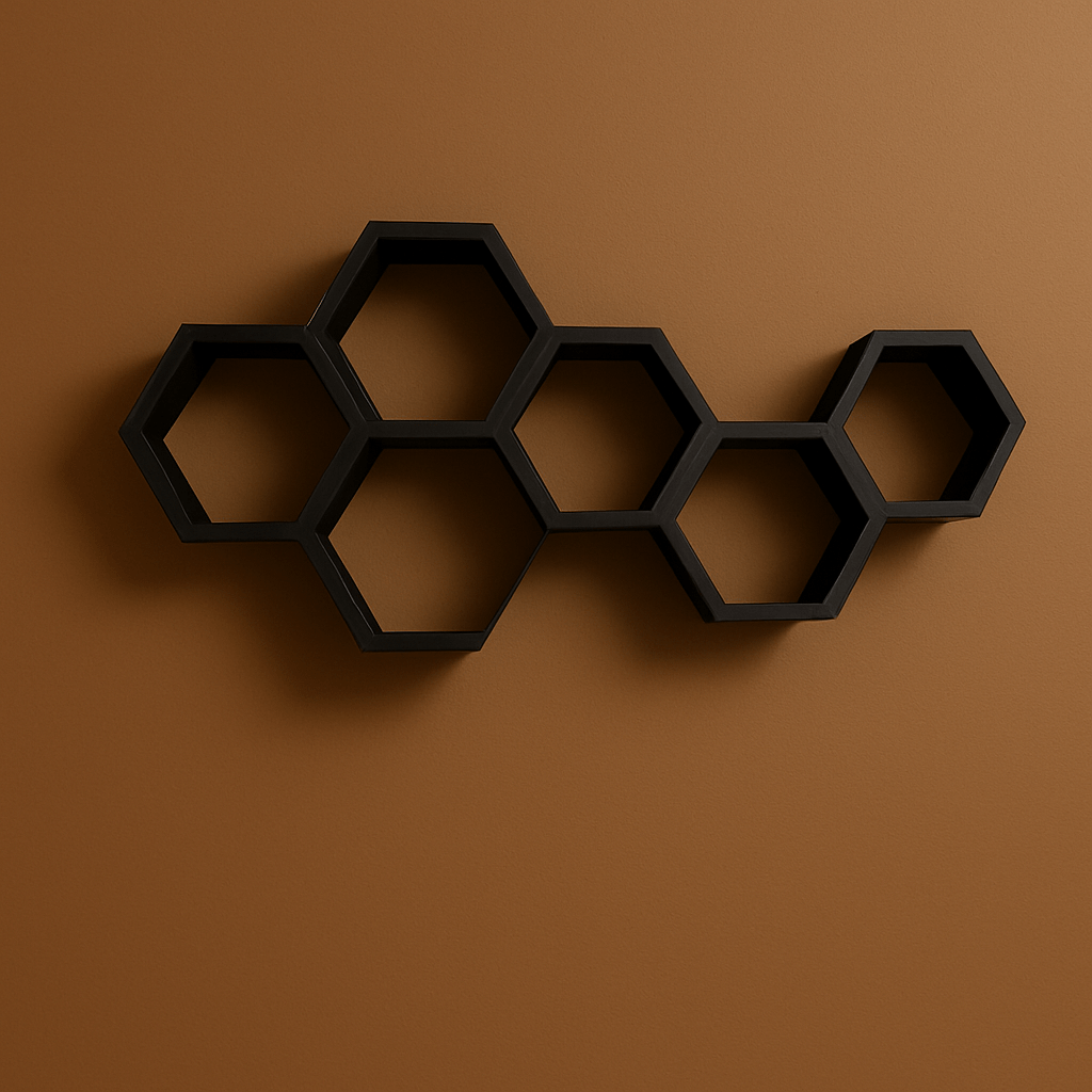 Modern Hexagonal Wooden Wall Shelf – Elegant Honeycomb Design for Stylish Home Décor & Interior Spaces - Mini Wood Craft