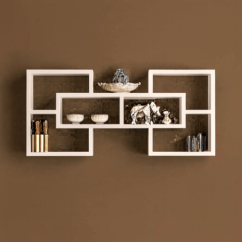 Modern Geometric Wall Shelf | Premium Wooden Floating Shelf for Home & Living Room Decor - Mini Wood Craft
