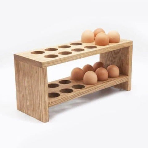 Wood Finish 24 Egg Storage Rack | Laminated MDF Double Layer Egg Holder Stand for Kitchen & Countertop - Mini Wood Craft