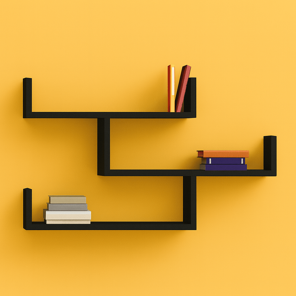 Wall Mounted Zigzag Shelf | Laminated MDF Floating Display Rack for Books & Decor - Mini Wood Craft