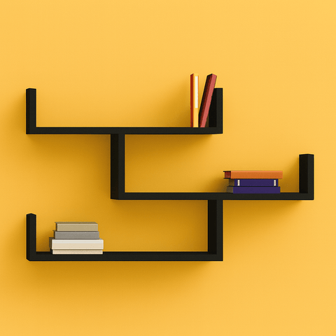 Wall Mounted Zigzag Shelf | Laminated MDF Floating Display Rack for Books & Decor - Mini Wood Craft