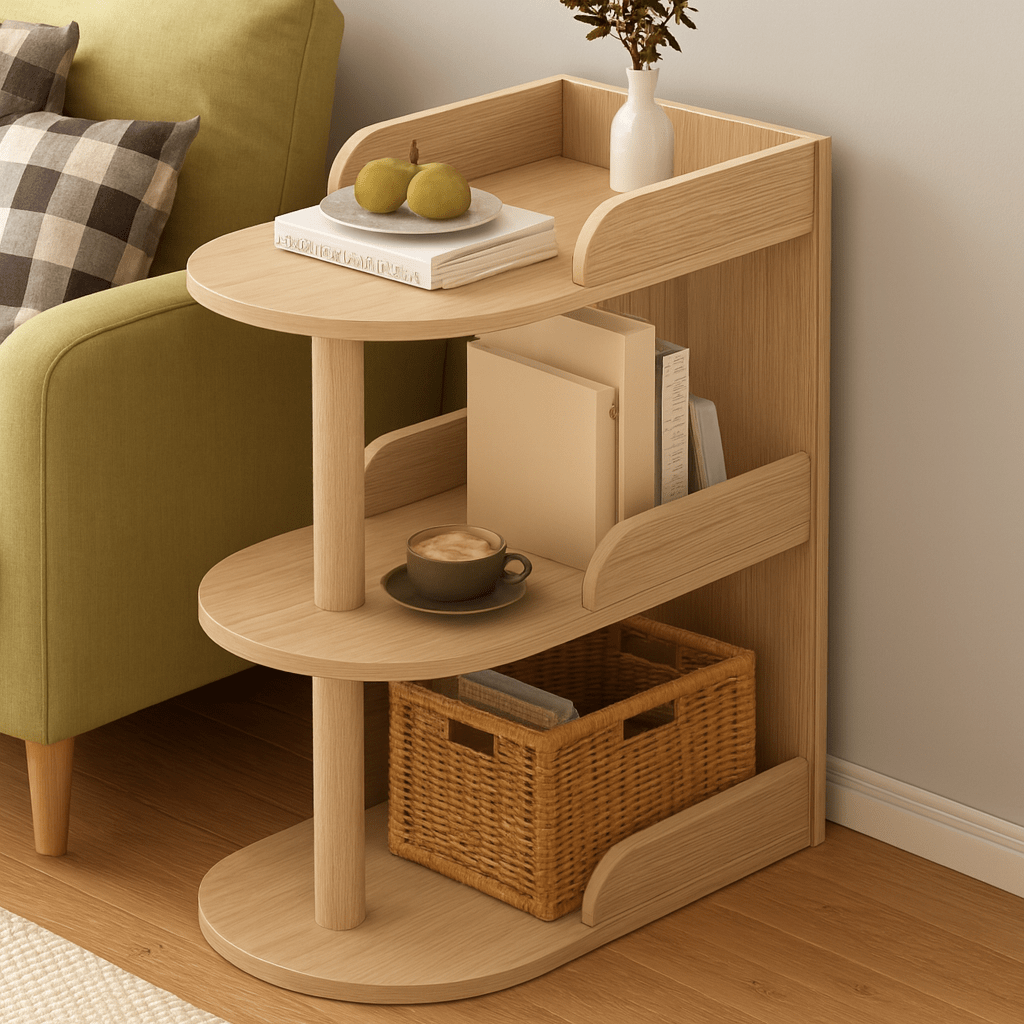 Modern 3 - Tier Black Side Table – Multi - Purpose Storage Shelf for Living Room, Bedroom & Home Décor - Mini Wood Craft