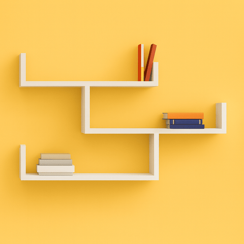 Wall Mounted Zigzag Shelf | Laminated MDF Floating Display Rack for Books & Decor - Mini Wood Craft