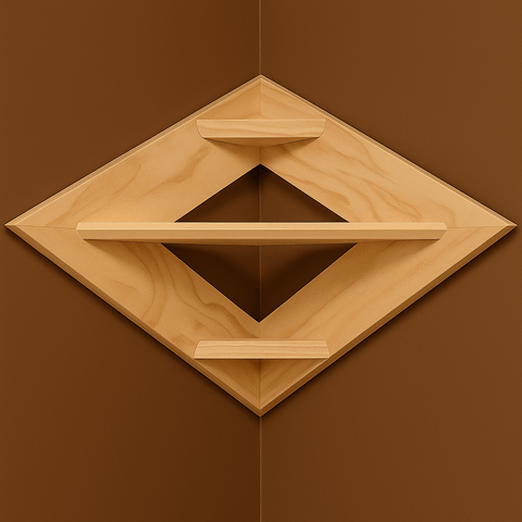 Modern Diamond Corner Shelf – Beige Wall Mounted Wooden Shelf for Living Room, Bedroom & Home Décor | Space - Saving Floating Design - Mini Wood Craft