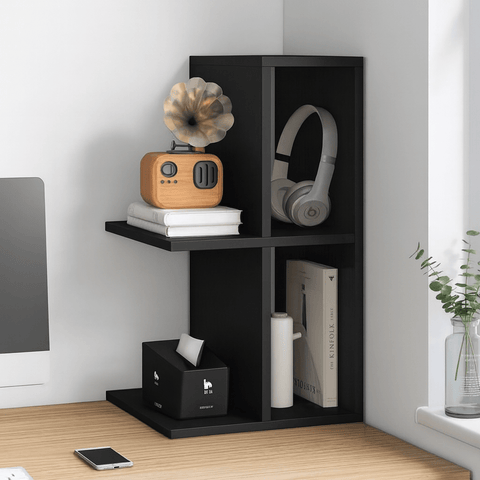Modern Desk Organizer Shelf – Multi - Layer Tabletop Storage Rack for Books, Office Accessories & Home Décor | Space - Saving Stylish Desktop Shelf - Mini Wood Craft