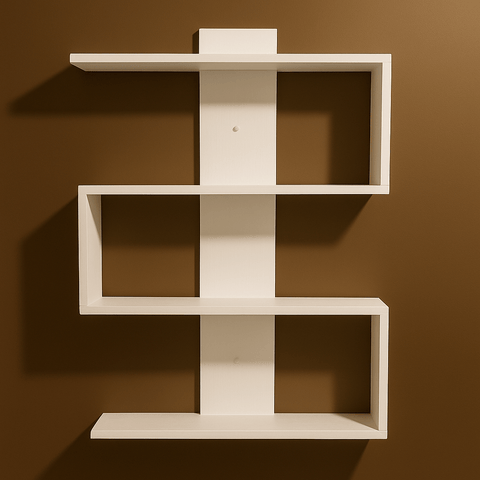 Modern White Zigzag Wooden Wall Shelf – Stylish Floating Storage Rack for Living Room, Bedroom & Office | MiniWoodCraft - Mini Wood Craft