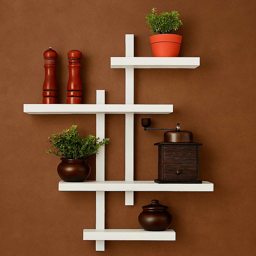 Modern Wall Mounted Wooden Shelf – Decorative Storage Rack for Home & Office - Mini Wood Craft