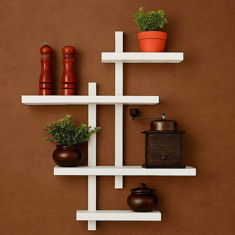 Modern Wall Mounted Wooden Shelf – Decorative Storage Rack for Home & Office - Mini Wood Craft