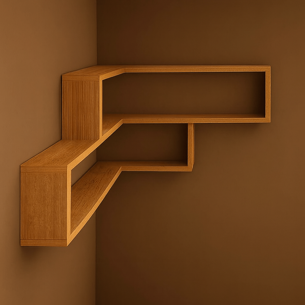 Premium Modern Corner Wall Shelf – Space - Saving Brown Wooden Floating Rack | Stylish Home Décor Storage (🔥 Limited - Time Discount – Shop Now!) - Mini Wood Craft
