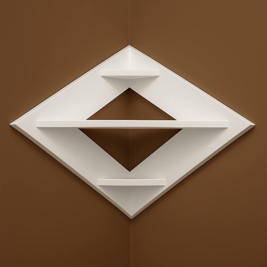 Modern Diamond Corner Shelf – Beige Wall Mounted Wooden Shelf for Living Room, Bedroom & Home Décor | Space - Saving Floating Design - Mini Wood Craft