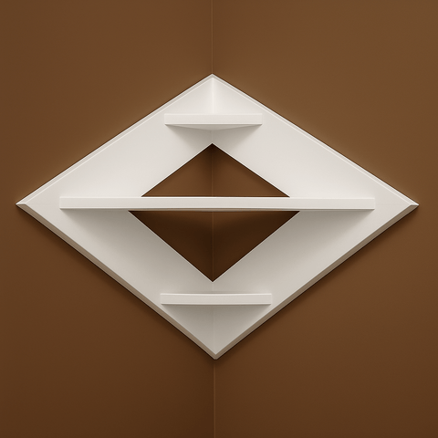 Modern Diamond Corner Shelf – Beige Wall Mounted Wooden Shelf for Living Room, Bedroom & Home Décor | Space - Saving Floating Design - Mini Wood Craft