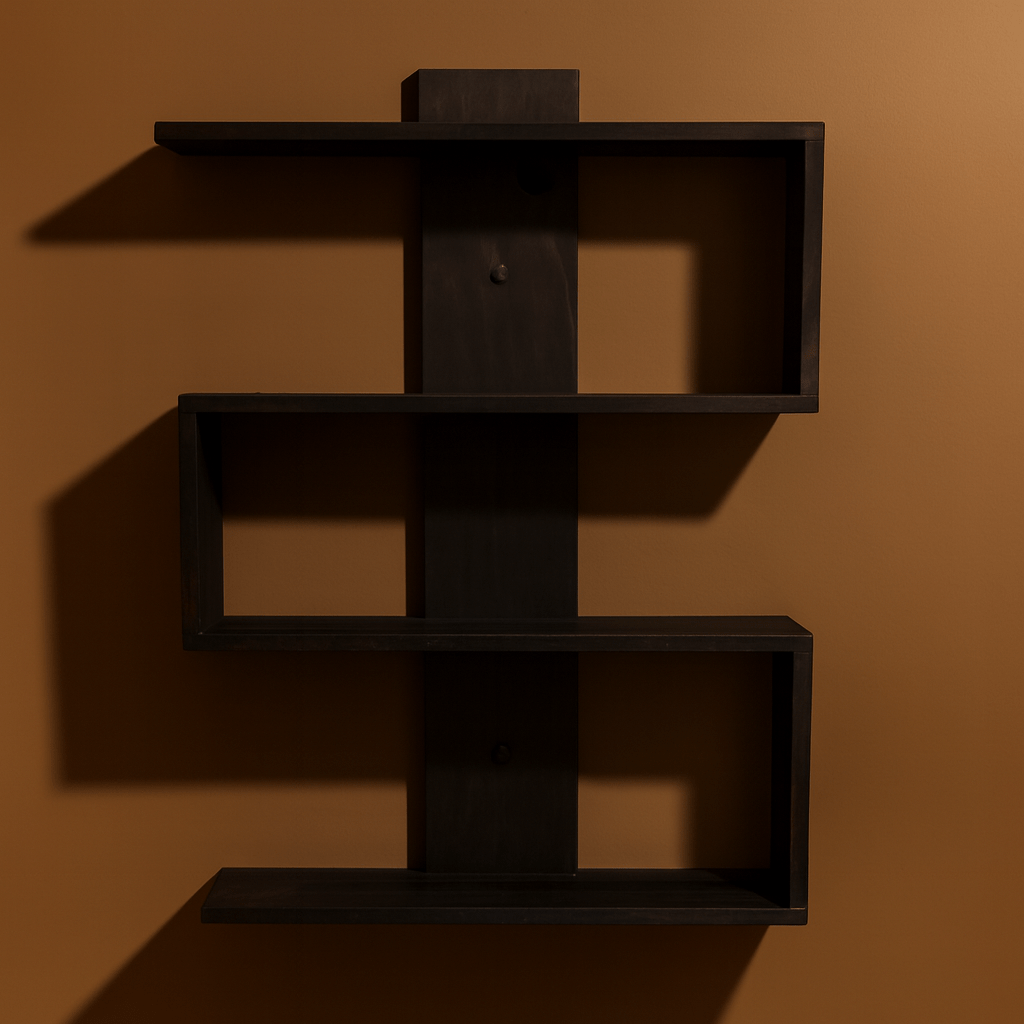 Modern White Zigzag Wooden Wall Shelf – Stylish Floating Storage Rack for Living Room, Bedroom & Office | MiniWoodCraft - Mini Wood Craft