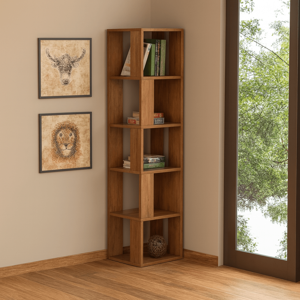 Premium Handcrafted Wooden Corner Shelf – Modern Wall Decor Rack | Space - Saving Storage Shelf for Living Room & Bedroom - Mini Wood Craft