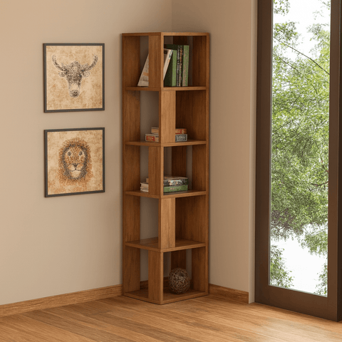 Premium Handcrafted Wooden Corner Shelf – Modern Wall Decor Rack | Space - Saving Storage Shelf for Living Room & Bedroom - Mini Wood Craft