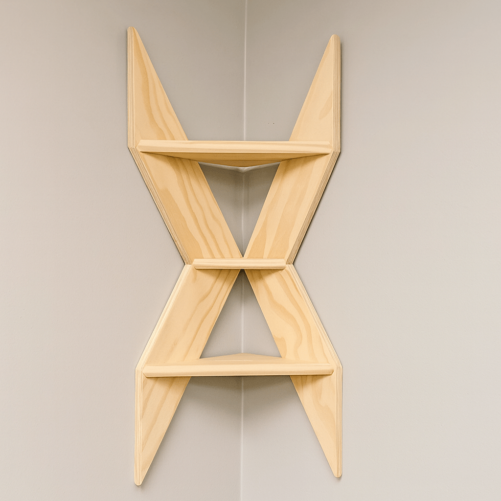 Modern Wooden Corner Shelf – Space Saving Wall Mounted Display Rack for Home & Office - Mini Wood Craft