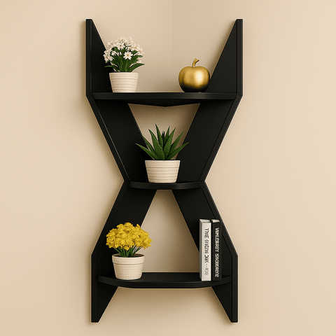 Modern Wooden Corner Shelf – Space Saving Wall Mounted Display Rack for Home & Office - Mini Wood Craft