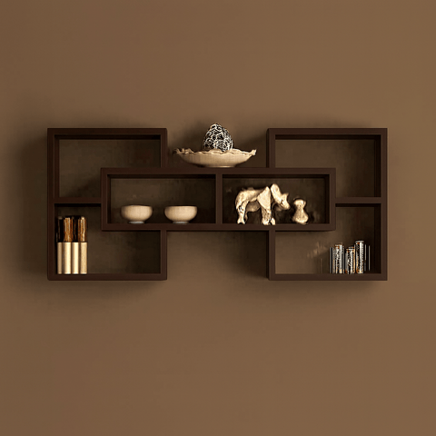 Modern Geometric Wall Shelf | Premium Wooden Floating Shelf for Home & Living Room Decor - Mini Wood Craft