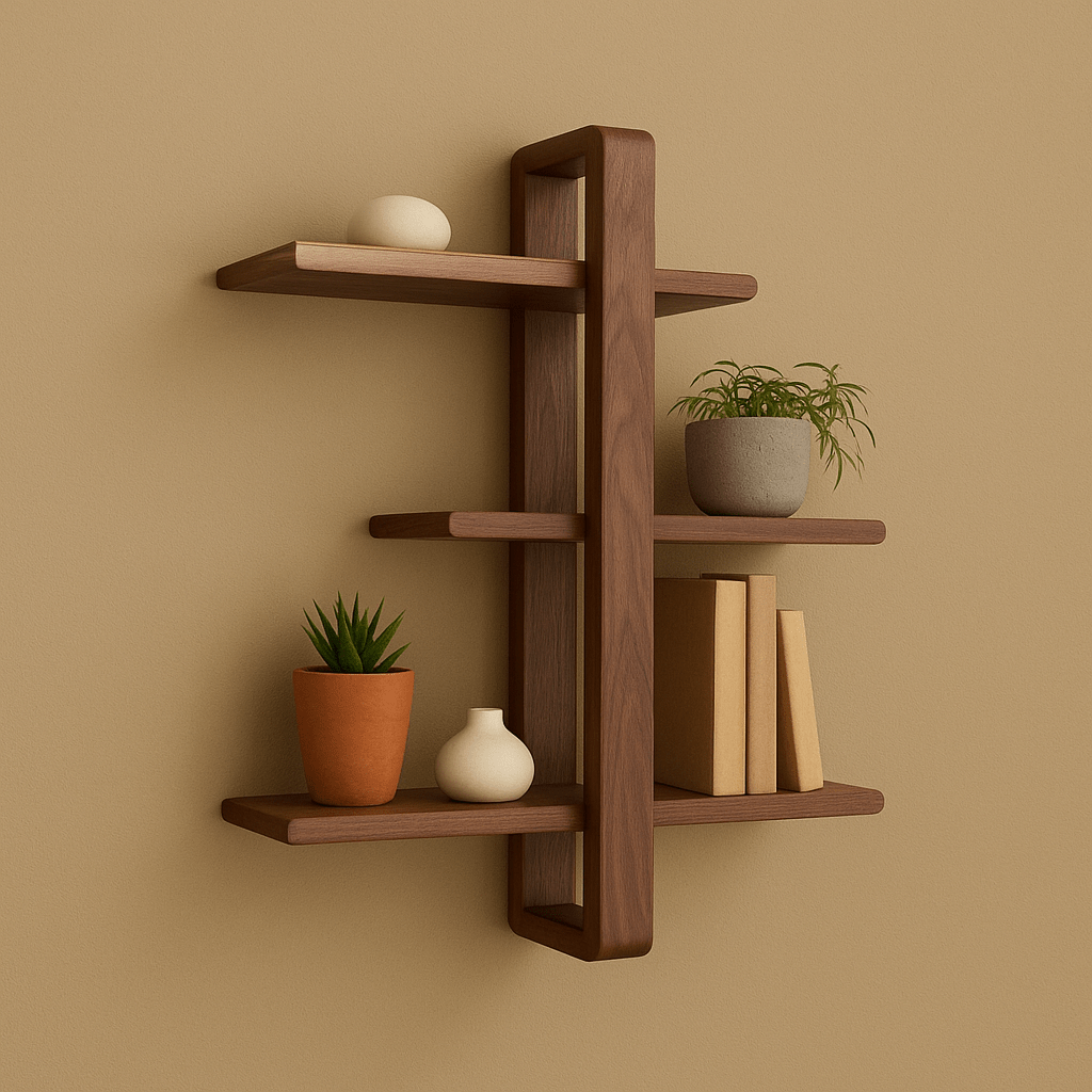 Modern Black Wall - Mounted Wooden Shelf | Luxury Floating Shelf for Living Room & Bedroom | Minimalist Home Decor Storage Rack - Mini Wood Craft