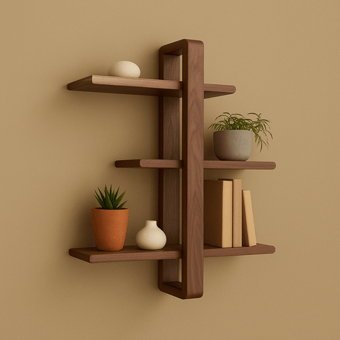 Modern Black Wall - Mounted Wooden Shelf | Luxury Floating Shelf for Living Room & Bedroom | Minimalist Home Decor Storage Rack - Mini Wood Craft