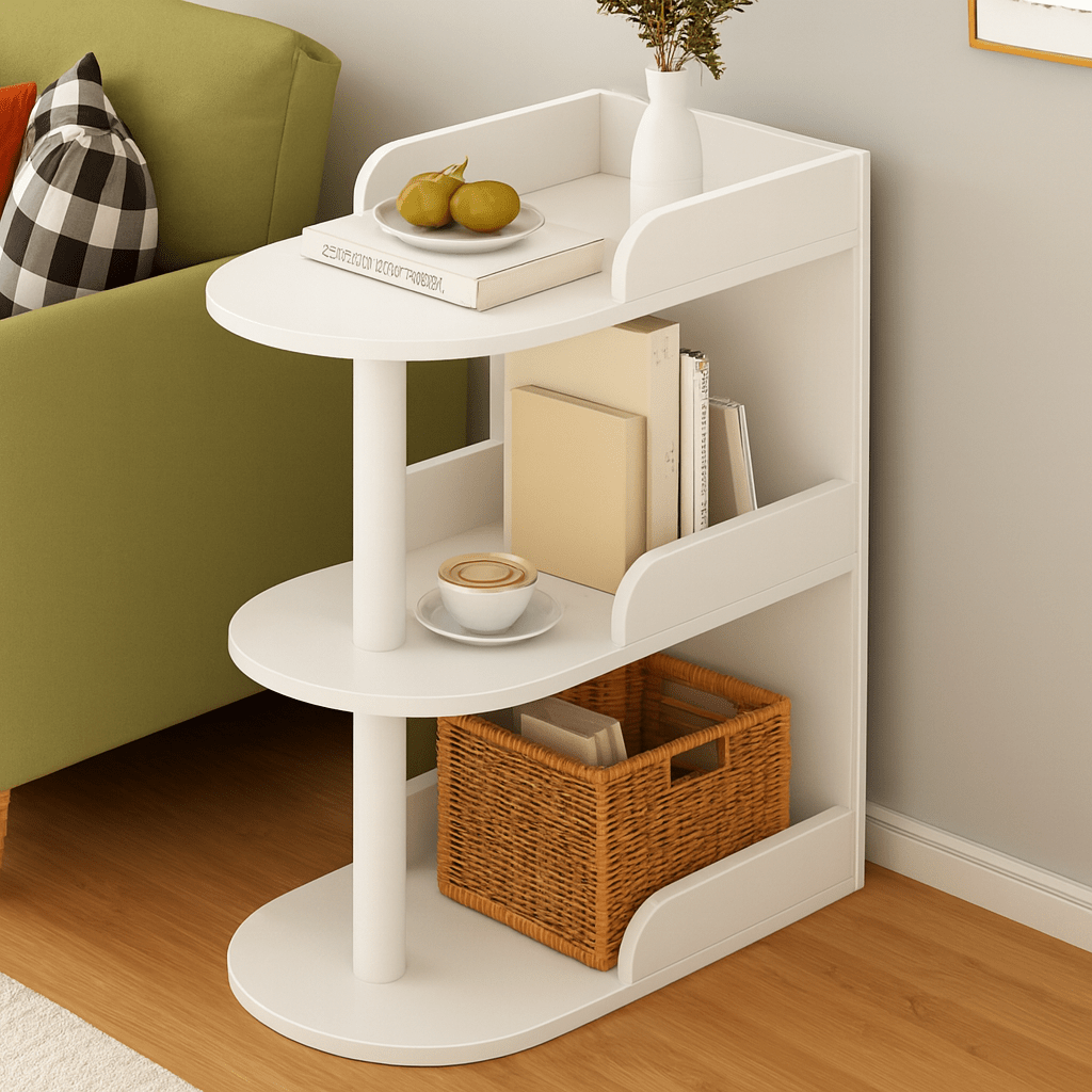 Modern 3 - Tier Black Side Table – Multi - Purpose Storage Shelf for Living Room, Bedroom & Home Décor - Mini Wood Craft