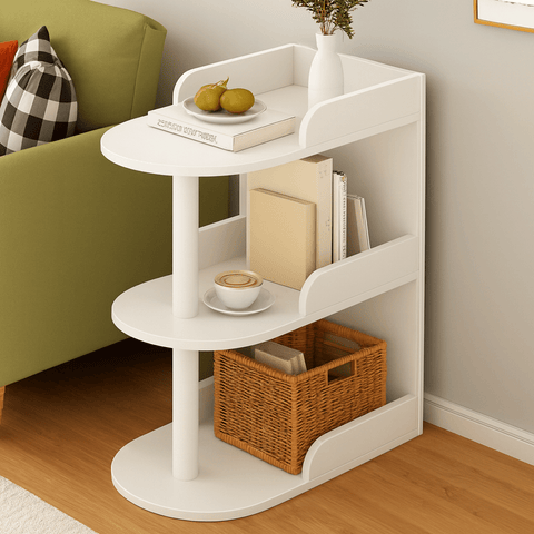 Modern 3 - Tier Black Side Table – Multi - Purpose Storage Shelf for Living Room, Bedroom & Home Décor - Mini Wood Craft