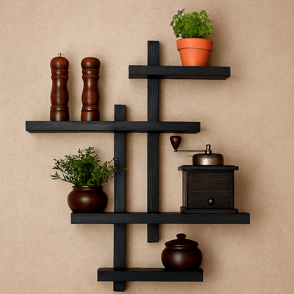 Modern Wall Mounted Wooden Shelf – Decorative Storage Rack for Home & Office - Mini Wood Craft