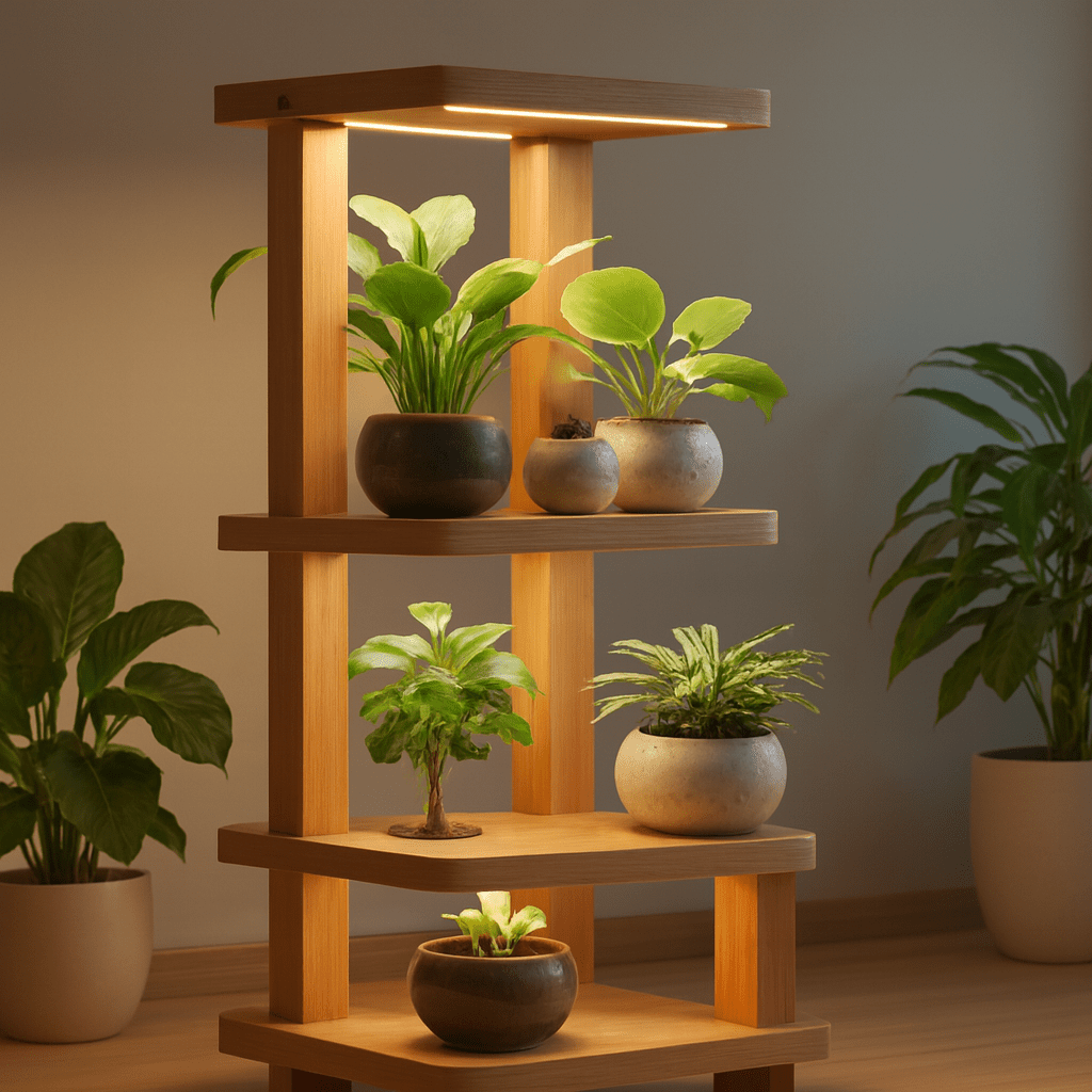 Perfectly Style Your Corner – Premium 4 - Tier Wooden Plant Stand for Modern Home Décor - Mini Wood Craft