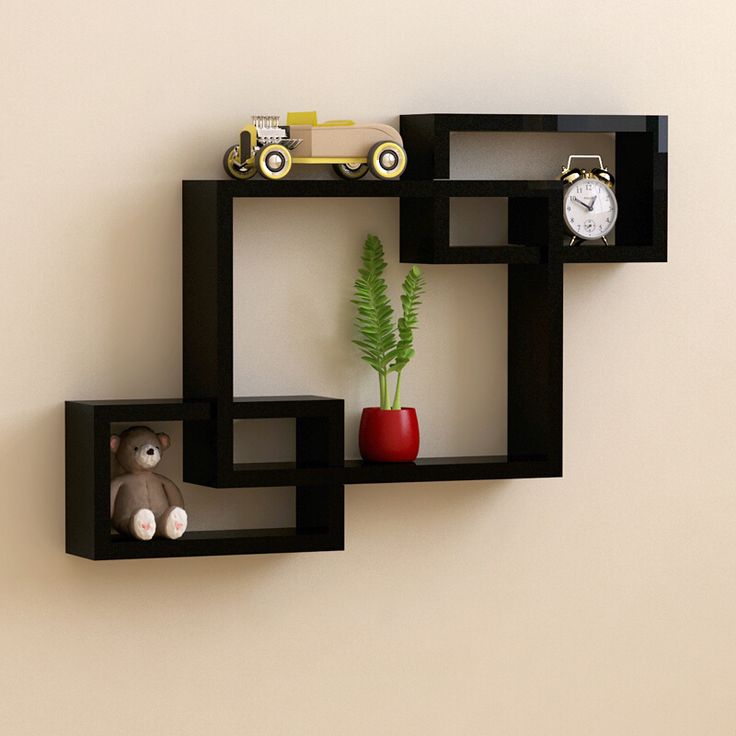 Modern Wall Display Shelf | Laminated MDF Floating Rack – White, Black & Brown - Mini Wood Craft
