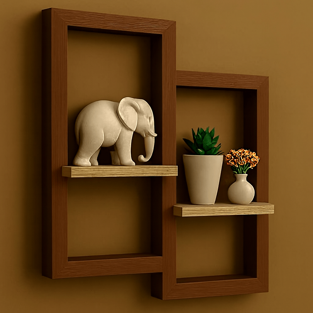 Dual‑Frame Floating Wall Shelf | Wall Shelves Pakistan - Mini Wood Craft
